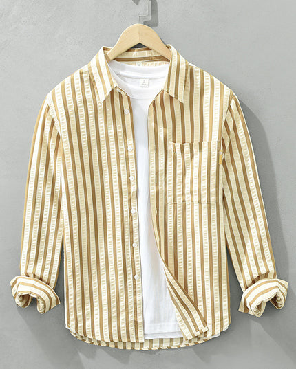 Vertical Striped Long-sleeved Shirt Loose