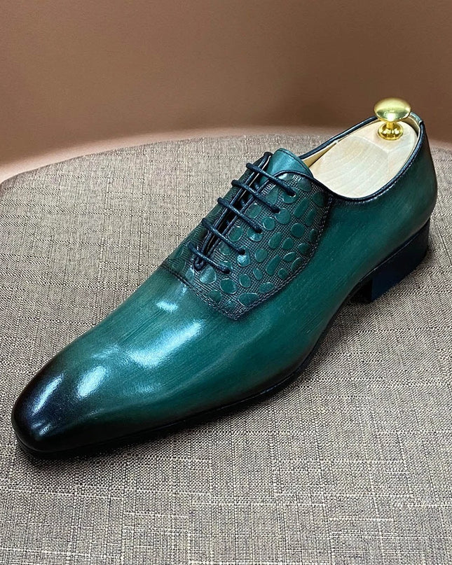Leather Lace Pointed Oxford Shoes Handmade Business Casual