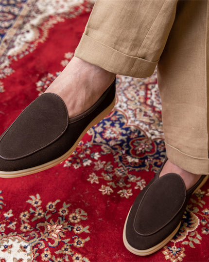 Plain Rubber Thick-soled Men's Suede Casual Leather Shoes