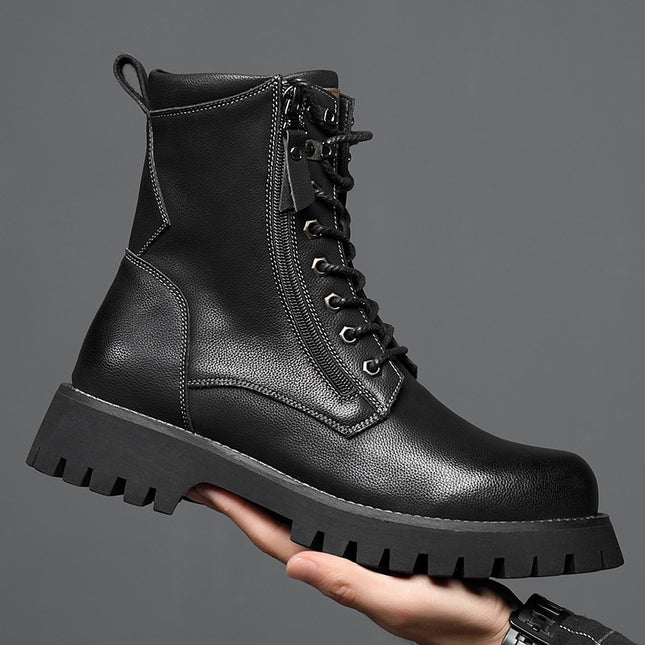 Worker Boot High Top British Style Thick Bottom Fleece-lined