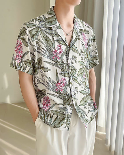Cuban Collar Loose Shoulder Shirt
