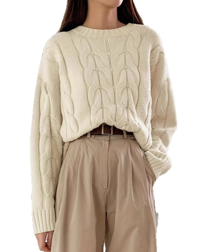 Round Neck Pure Color All-matching Trendy Sweater Top