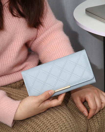 Women's Embroidery Thread Rhombus Clutch Wallet Large Capacity