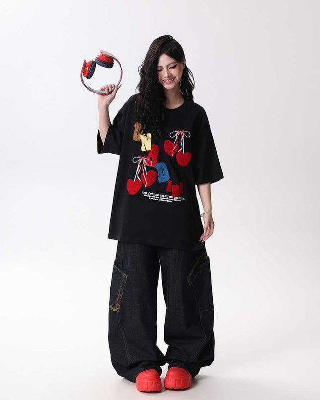 Women's Short-sleeved Casual Half-length Sleeves T-shirt