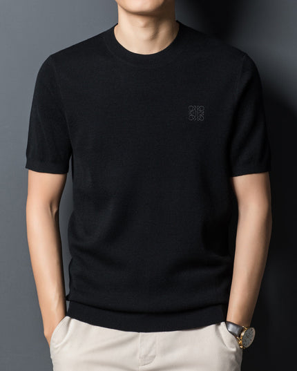 Cardigan Short Sleeve T-shirt Crew Neck Men's Sweater