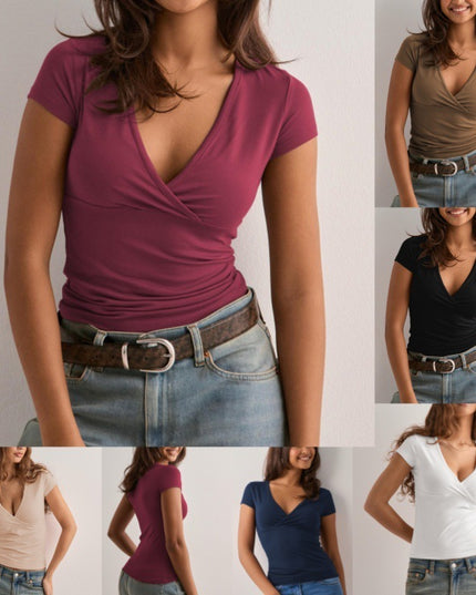 Spring And Summer Solid Color Slim Short Sleeve T-shirt Top Women's Clothing