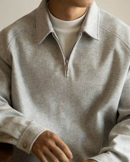 Half Zipper And Lapel Sweater For Men Spring And Autumn New