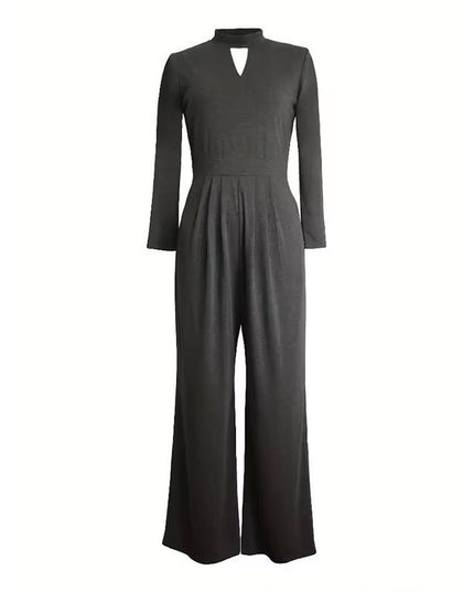 Small Turtleneck Long Sleeve Jumpsuit Knitted Casual Pants Straight