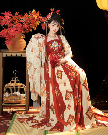 Tang Women's Han Chinese Clothing Recovery Cheko Dress Tang Imperial Concubine Style One-piece Chest Suit