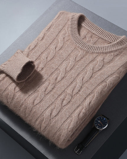 Men's Round Neck Pullover Thickened Mink Sweater Loose Casual Solid Color Knitted Base Cardigan