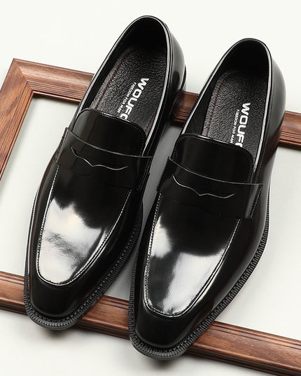 Men's Square-toe Patent Leather Business Formal Shoes