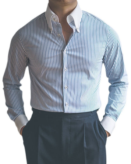Men's Slim Fit Pointed Collar Long Sleeve Shirt With Different Colors