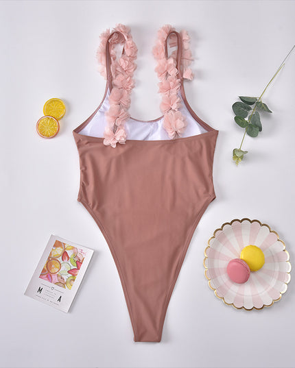 Ladies Bikini European And American Solid Color One Piece Swimsuit
