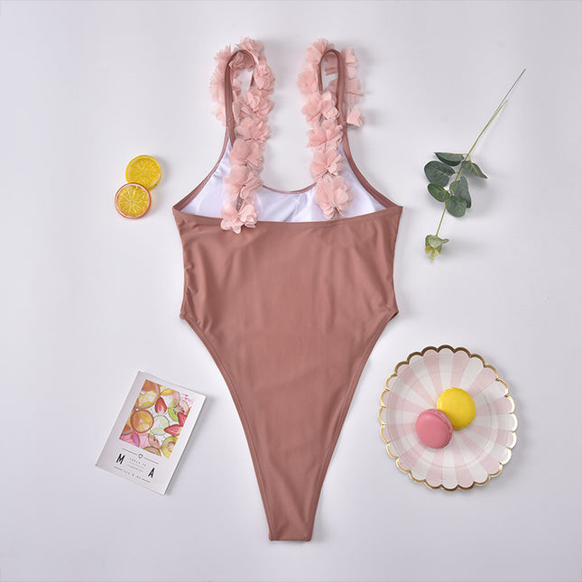 Ladies Bikini European And American Solid Color One Piece Swimsuit