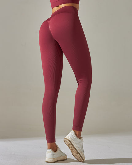 New High Waist Stretch Tights European And American Seamless Peach Hip Hip Lifting Breathable Running Sports Fitness