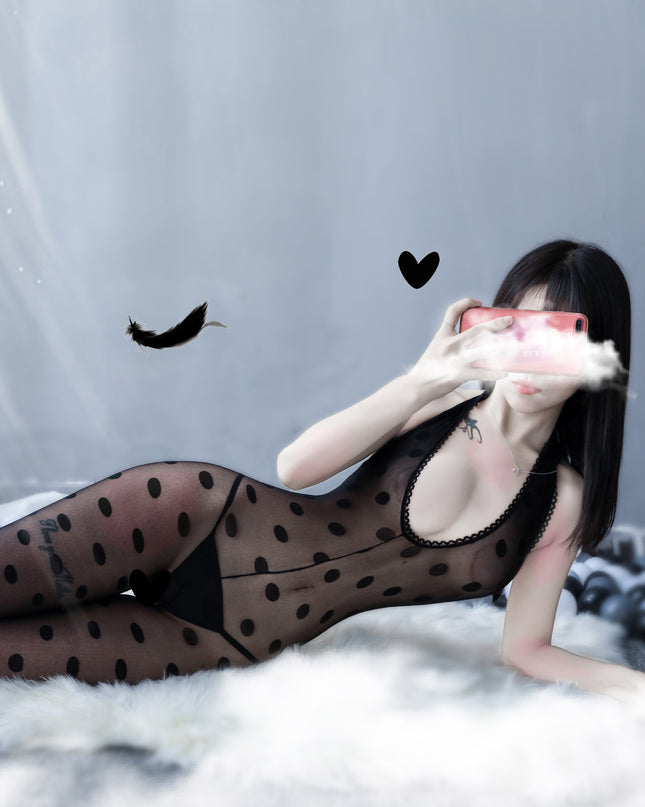 Translucent One-piece Black Stockings Jumpsuit