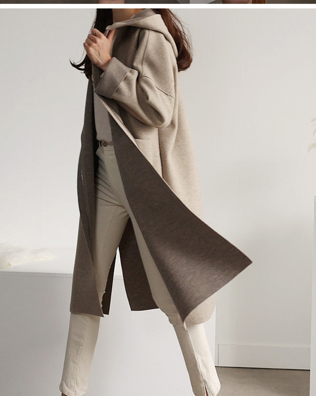 Loose Wool Women's Coat Hooded