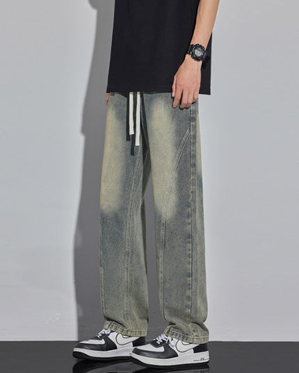 Spring And Summer Retro Distressed Straight Pants