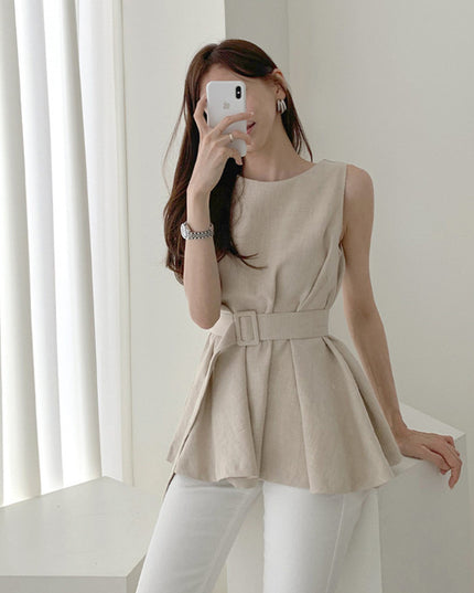 Dames Mouwloze Blouse met Riem