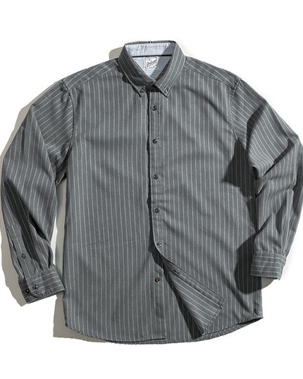 Madden Workwear American Retro Brushed Blue Vertical Striped Shirt Merchant