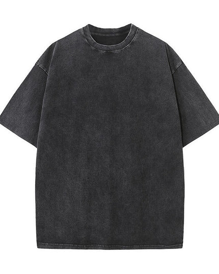 Pure Cotton Distressed T-shirt Retro Round Neck Short Sleeves