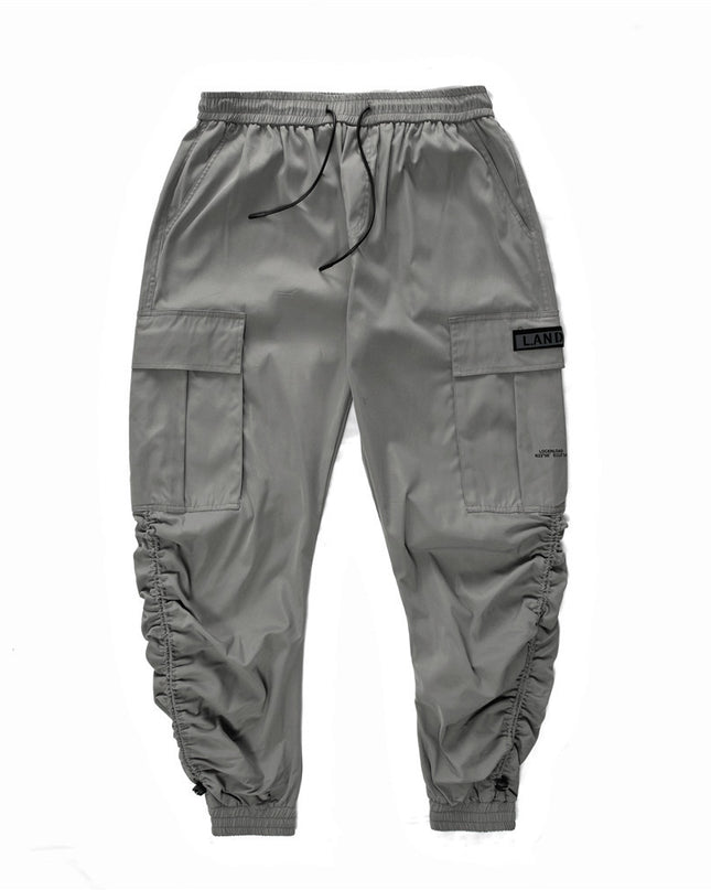 Men's ins street fashion brand multi-pocket overalls trendy elastic waist pants