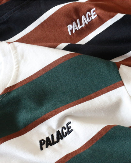 Striped colorblock embroidered letter T-shirt