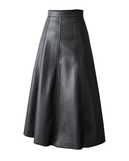 Women's Autumn And Winter High Waist PU Leather Skirt