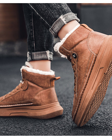 New style plus velvet thick warm high-top sneakers men's cotton shoes Korean fashion casual shoes