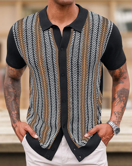 Men's Casual Striped Jacquard Sweater