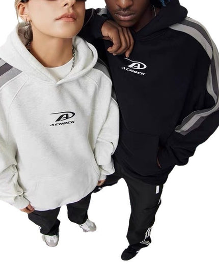 Ins American Stitching Thickening Hooded Autumn Winter Sweater