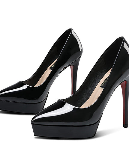 Stiletto Heel 10cm Pointed-toe Waterproof Platform Pumps Small Size