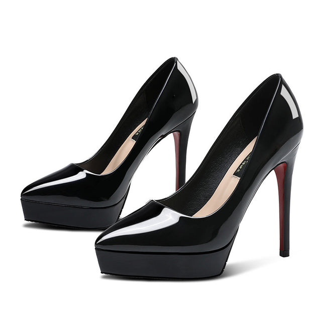 Stiletto Heel 10cm Pointed-toe Waterproof Platform Pumps Small Size