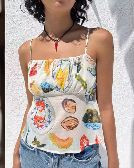 Contrast Color Sexy Backless Slim Fit Hot Girl Vest