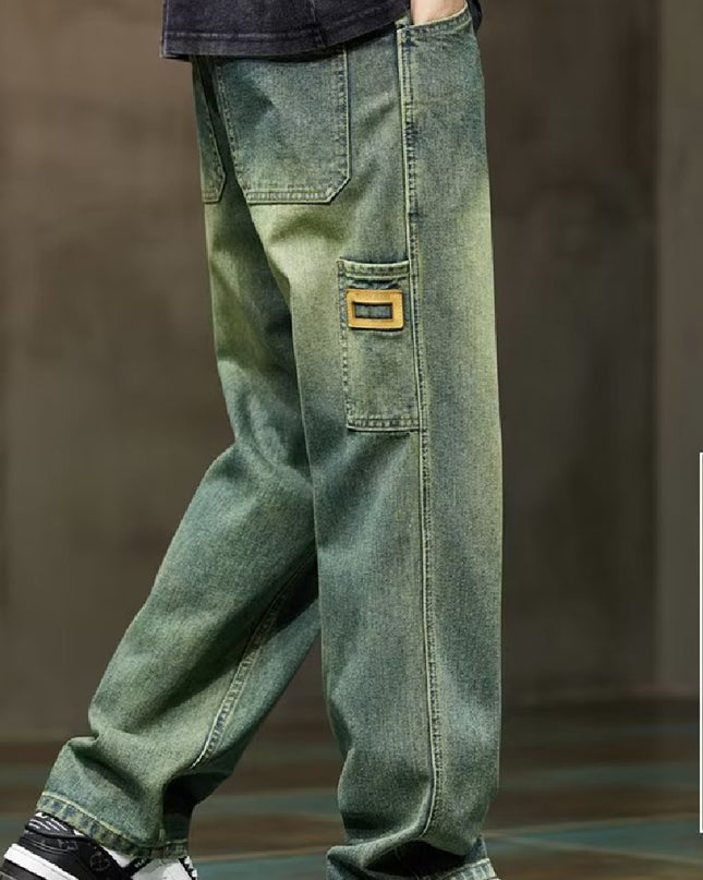Vintage Jeans Men's High Street All-matching Straight Pants