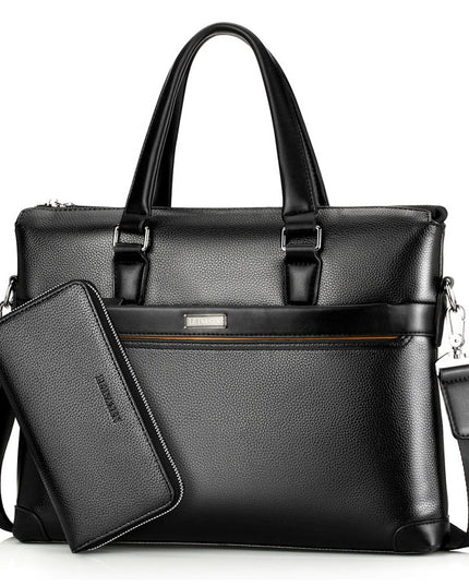 Men’s Diagonal Handbag Briefcase | PU Leather, 15-Inch Laptop Compatible