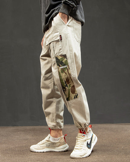 Camouflage color block overalls