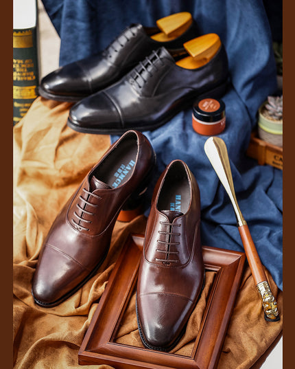 Hanmce Oxford Shoes Fashion Genuine Leather Breathable