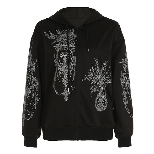 European And American Dark Style Y2g Printed Hoodie