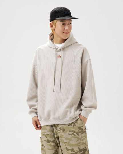Embroidery Solid Color Patchwork Hoodie Men