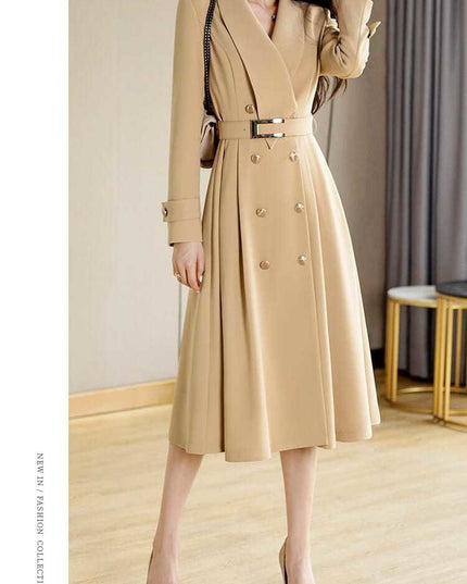 Spring And Autumn Elegant Khaki Women's Mid-length Fashionable High-grade Coat