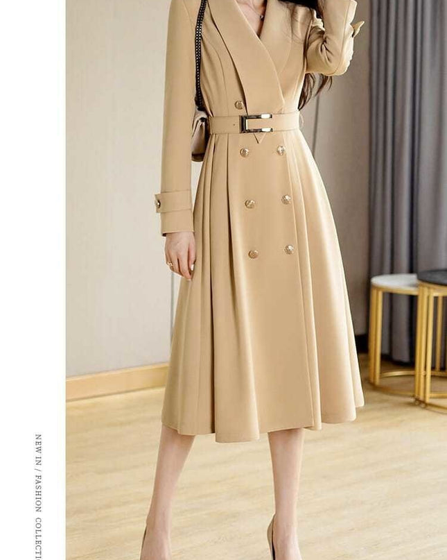 Spring And Autumn Elegant Khaki Women's Mid-length Fashionable High-grade Coat