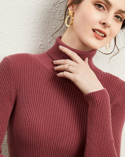 Women's Turtleneck Sweater Slim-fit Lapel Thickening Knitted Bottoming Shirt