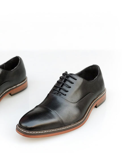 Leather Shoes Men's British Genuine Leather Pointed Brown Vintage Oxford