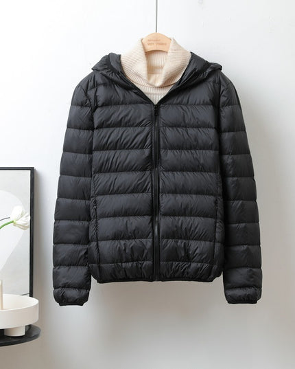 Lightweight Down Jacket Women's Short Stand Collar Hooded