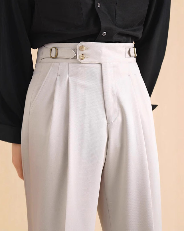 Autumn Paris Buckle Double Knife Suit Pants Men