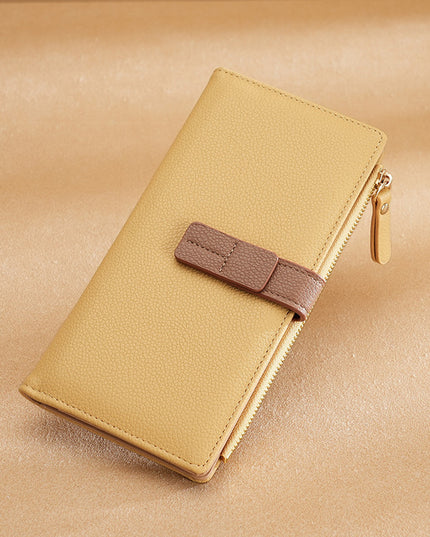 Long Multiple Card Slots Zipper Bag Buckle Korean Style High Sense Women's Wallet