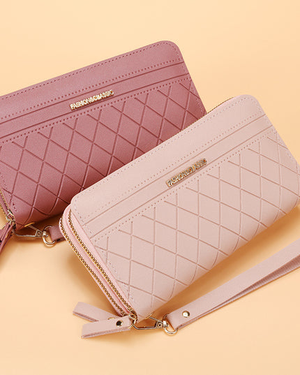 Women's Simple Double Zipper Multiple Card Slots Long Wallet