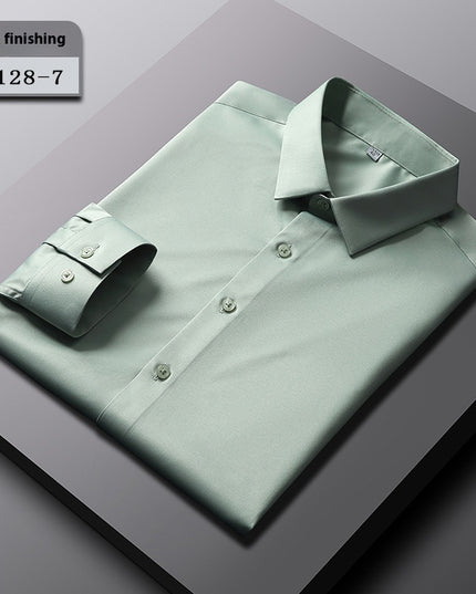 Elastic Silk Men's Long-sleeved Non-ironing Solid Color Breathable Shirt