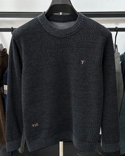 Winter Men's Thermal Round-neck Velvet Padded Sweater